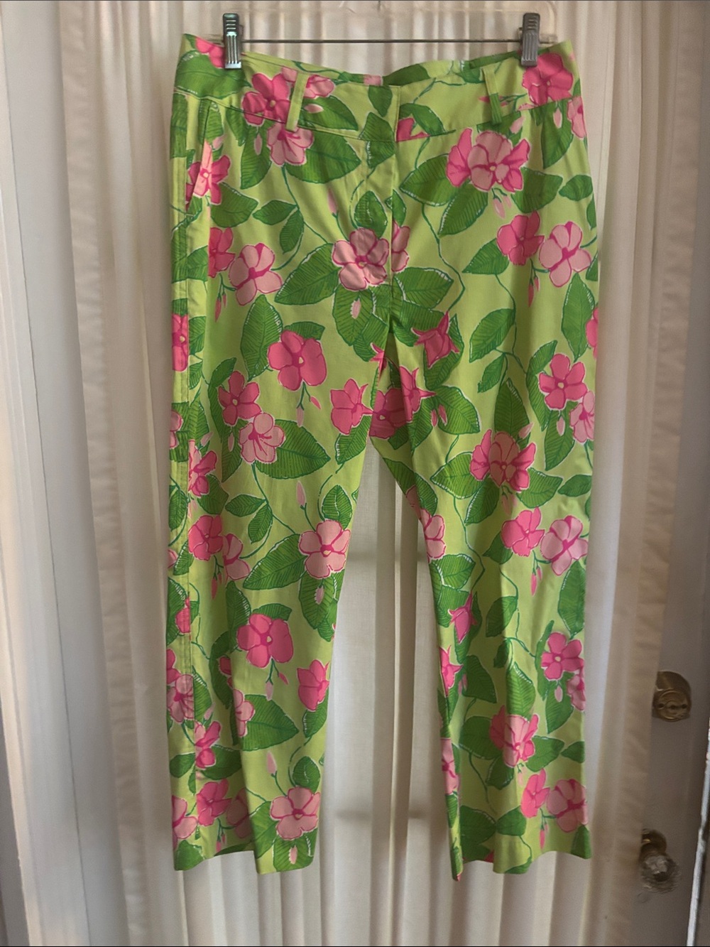 Lilly Pulitzer Green & Pink Floral Ankle Pants